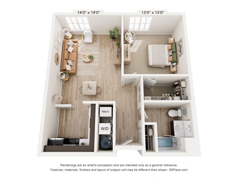 a 3 bedroom floor plan with a bedroom and a living room